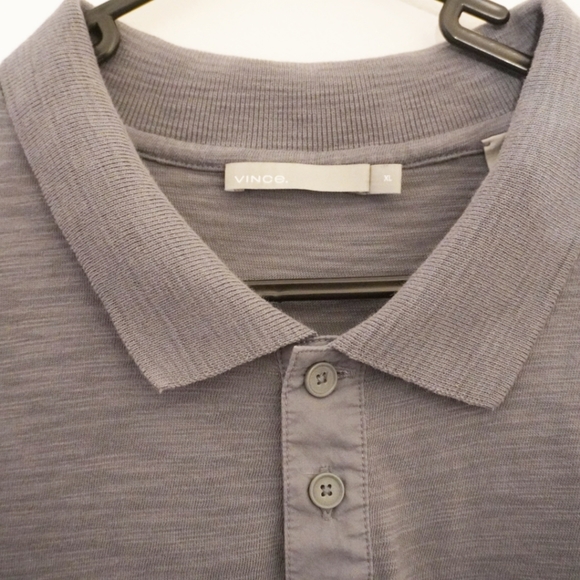 VINCE Silver/Gray Slub Cotton Casual Polo/Shirt - Picture 6 of 6
